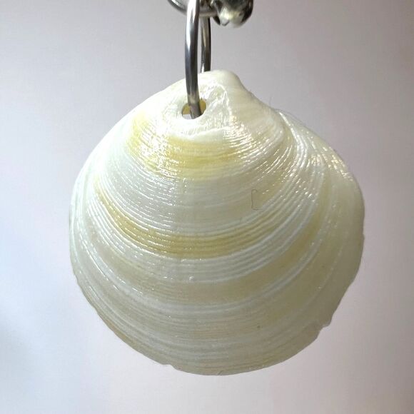 Dangle Earring Genuine Handcrafted Seashell Yellow Orange Hue Beach Coastal - Picture 4 of 8